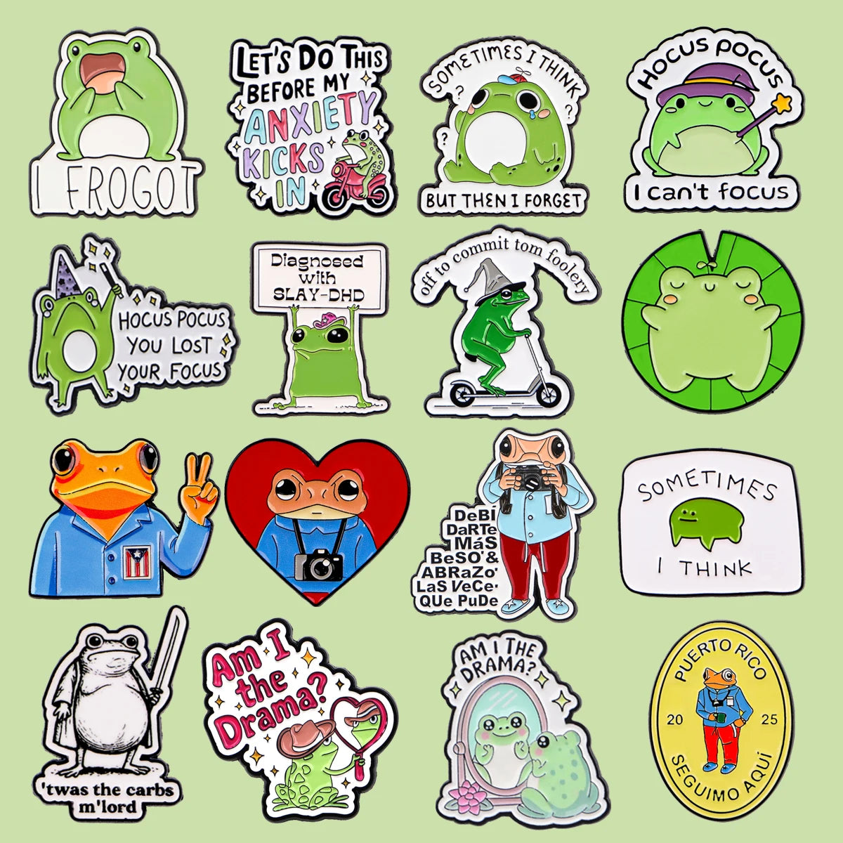 Cute Frog Enamel Pin with Sarcastic Quote