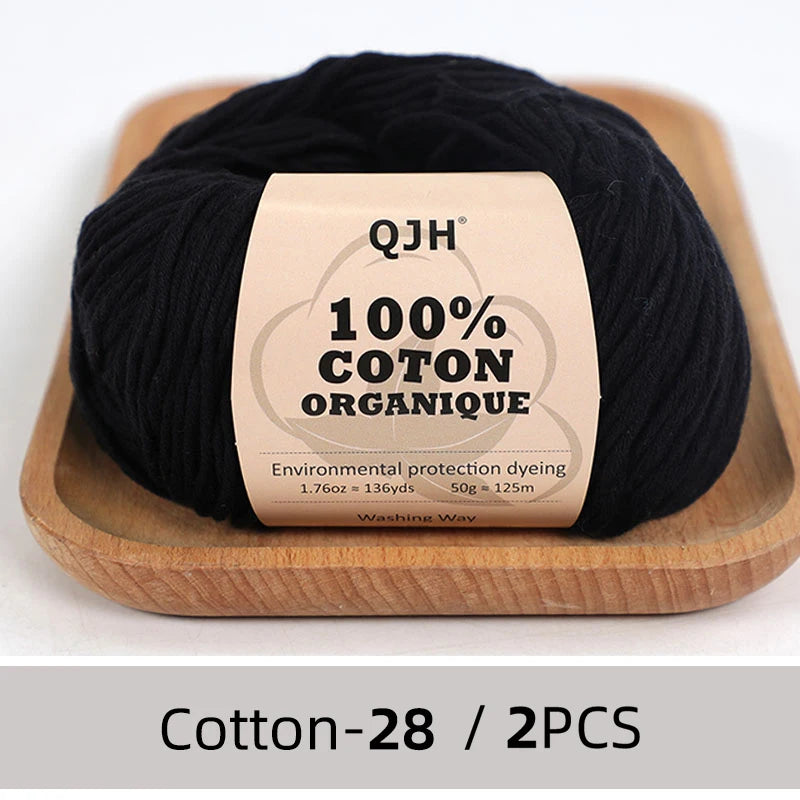 100% Organic Cotton Yarn for Knitting and Crocheting (2-Pack)