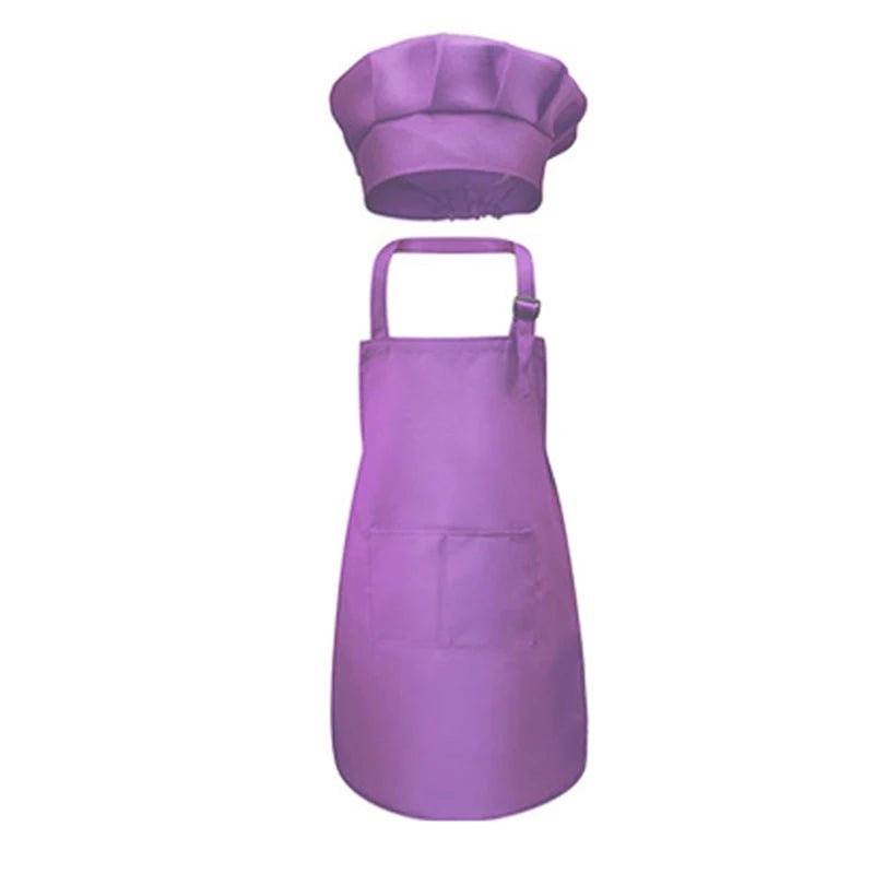 Kids' Chef Apron and Hat Set – Waterproof Cooking & Painting Smock for Boys and Girls