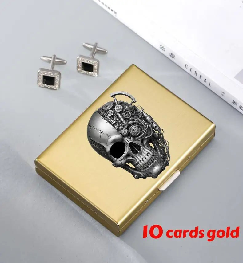 Skull Print Stainless Steel Credit Card Holder Wallet