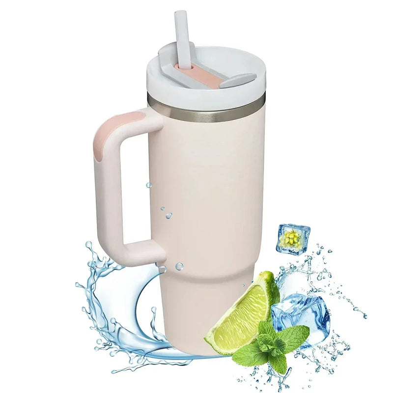 40oz Insulated Tumbler with Handle and Straw