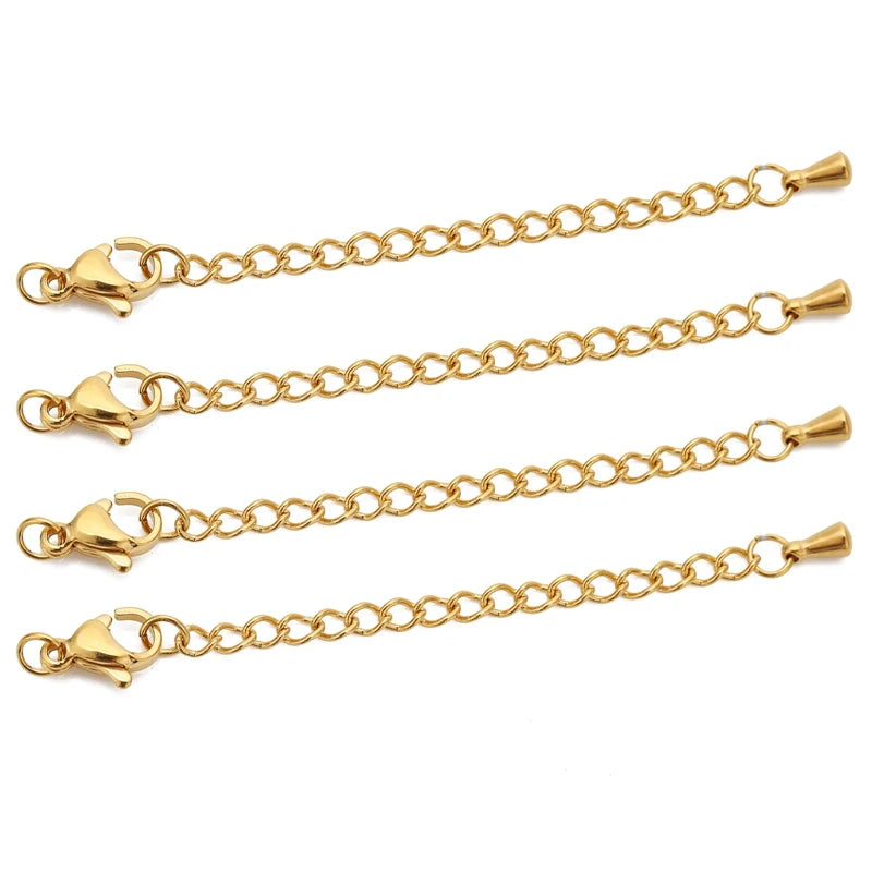 Stainless Steel Extension Chains with Lobster Clasps for Jewelry Making (10-Pack)