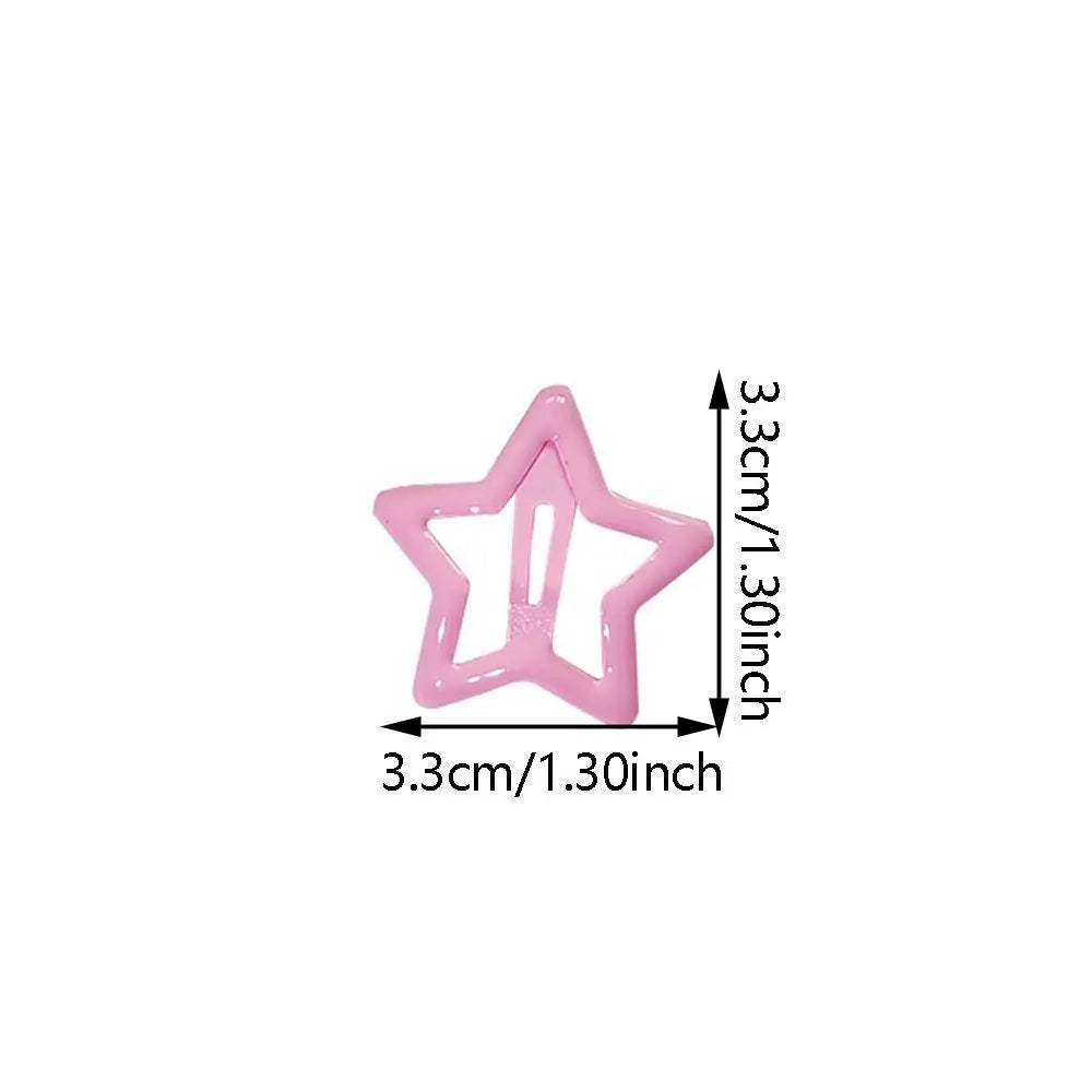 A set of twenty pink star-shaped hair clips.