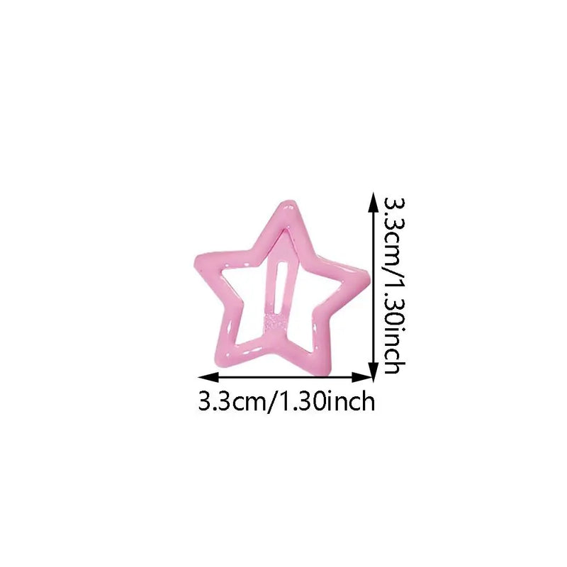 Candy Color Star Hair Clips - Set of 20