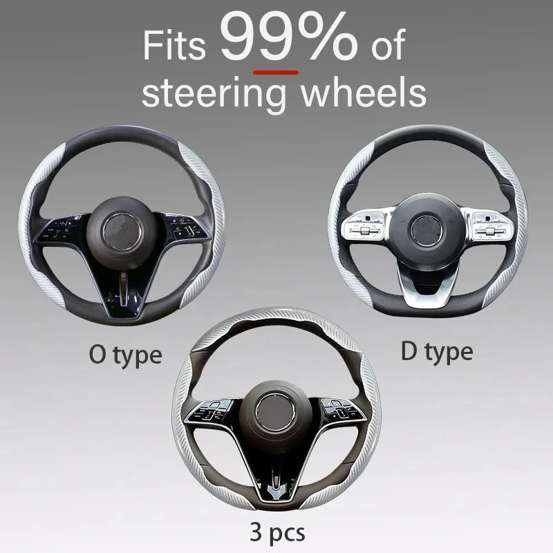 Carbon Fiber Style Microfiber Leather Steering Wheel Cover