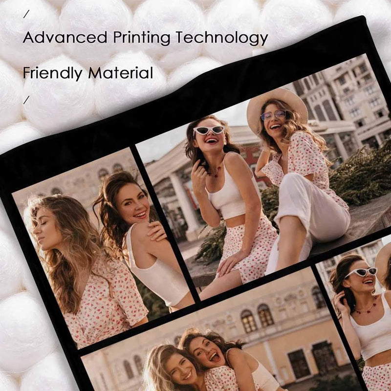 Custom Photo Collage Flannel Blanket