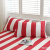 Red Striped Duvet Cover Set with Two Pillowcases