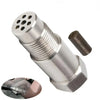 A silver M18 x 1.5 thread car exhaust pipe adapter connector with a threaded end and a tapered tip.