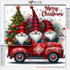 Kit de peinture de diamants avec un gnome mosaïque de Noël festif sur un camion rouge.