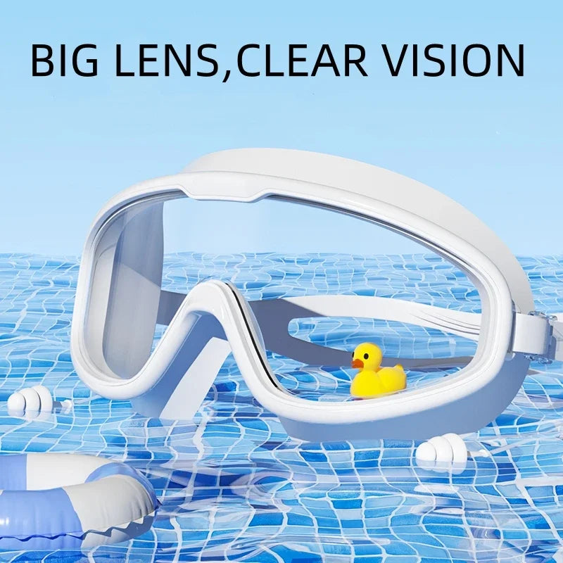 Lunettes de natation grand angle anti-buée avec bouchons d'oreilles