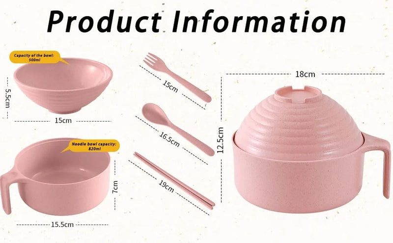 Microwave Ramen Bowl Set with Lid & Utensils