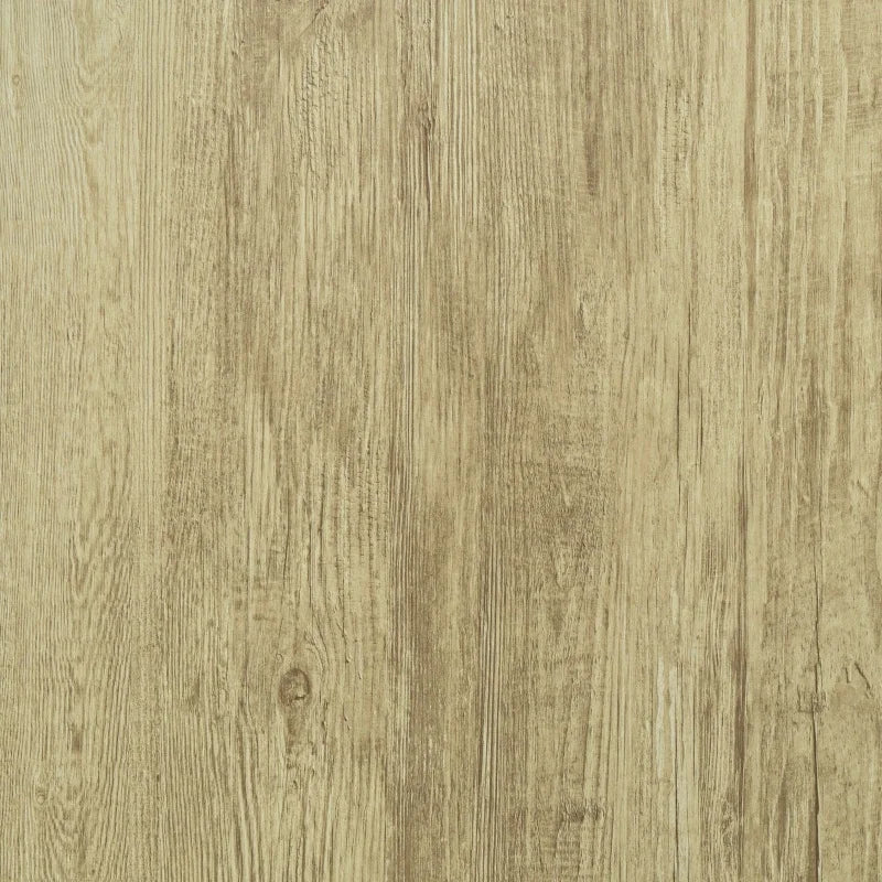 Close-up of light beige wood grain vinyl flooring tiles with visible vertical grain texture.