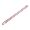 A stainless steel double-sided precision ruler showing markings from 1 to 50 centimeters.