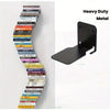 Matte black heavy duty metal floating bookshelf set of four mounted on a wall