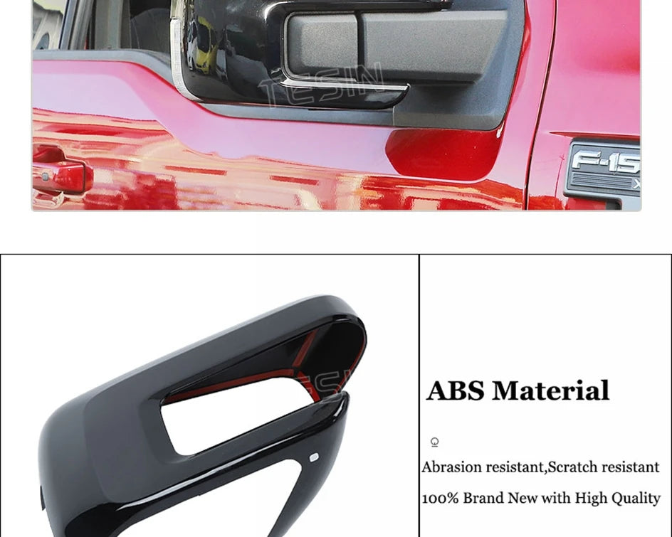Carbon Fiber Look Mirror Cover for Ford F-150 (2021-2025)