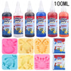 A collection of 100ml Aqua Fairy liquid bottles and various pink and yellow craft kits for children.