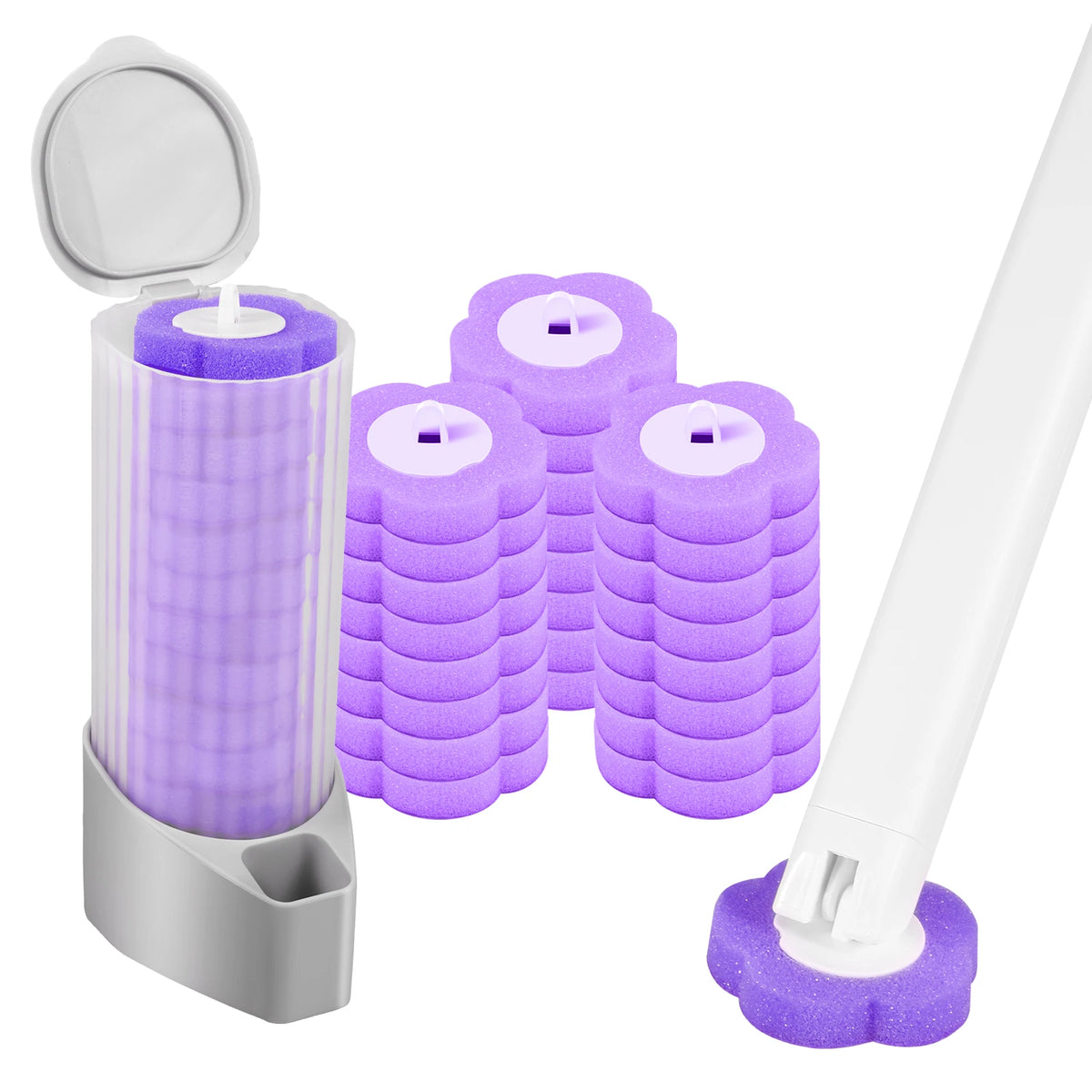 Disposable Toilet Brush Set with Self-Opening Holder