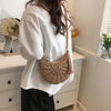 Handwoven Straw Semicircle Crossbody Bag with Tassel