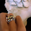 Wavy Stackable Gold-Plated Ring with Cubic Zirconia