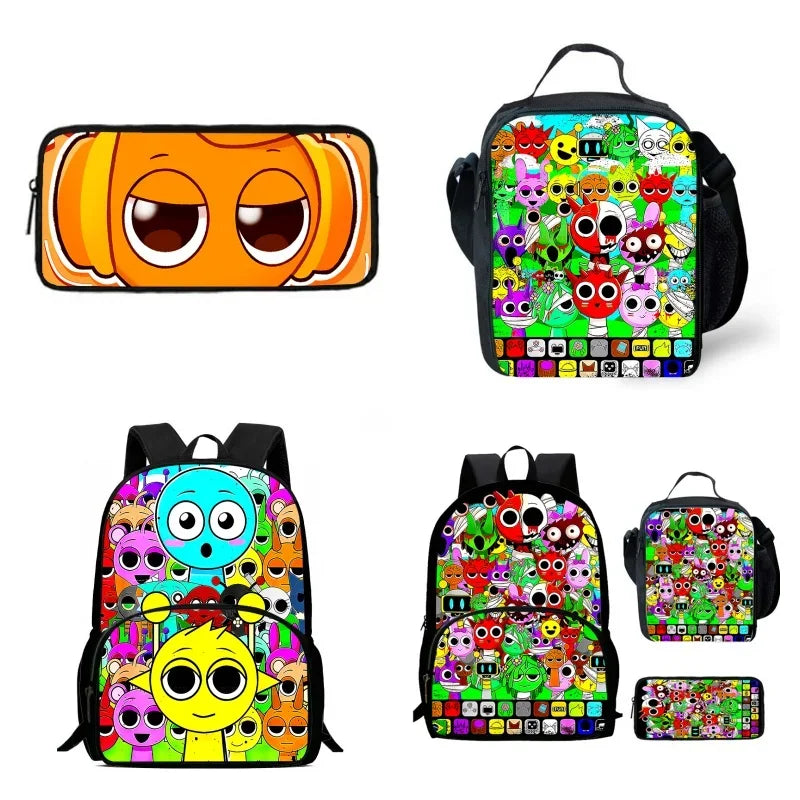 Cartable Enfant Cartoon Sprunki avec Pochette Avant