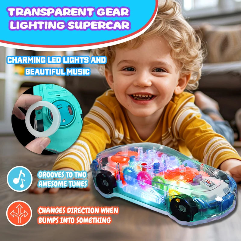 Transparent Gear Car Toy with Lights and Sound