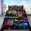 Demon Slayer themed duvet cover set featuring characters like Nezuko and Slayer designs