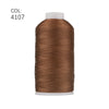 A spool of brown heavy-duty nylon bonded thread labeled COL: 4107.
