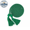 Green graduation honor cords with tassels featuring double fringe trim for ceremonies and crafts