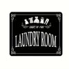 Black graphic design featuring clothing items and the text LOADS OF FUN and LAUNDRY ROOM
