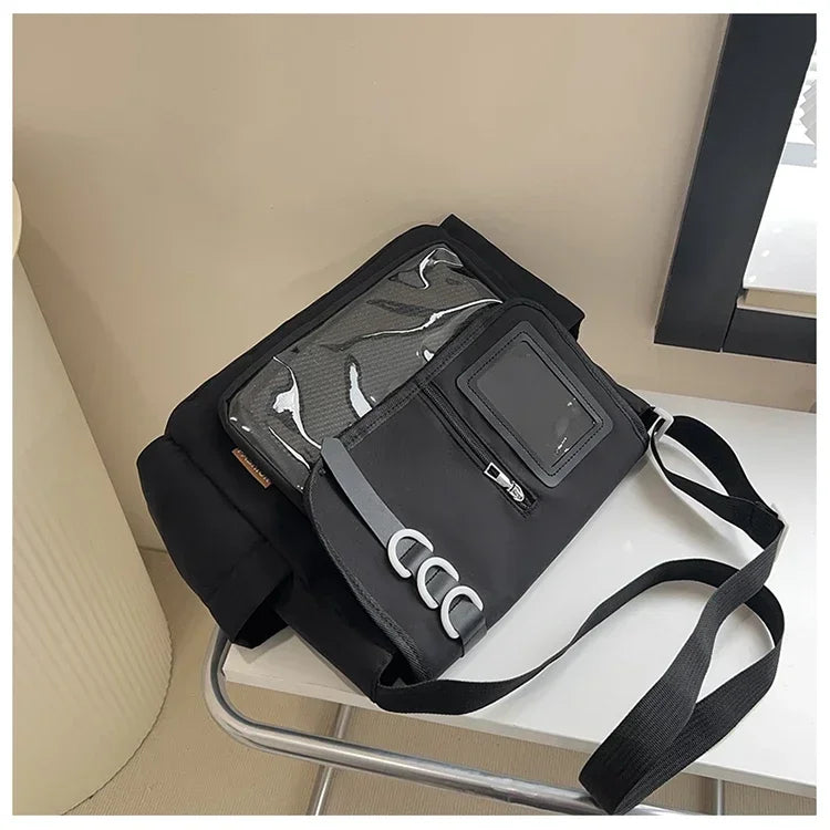 Y2K Transparent Ita Bag with DIY Badge Display Panel