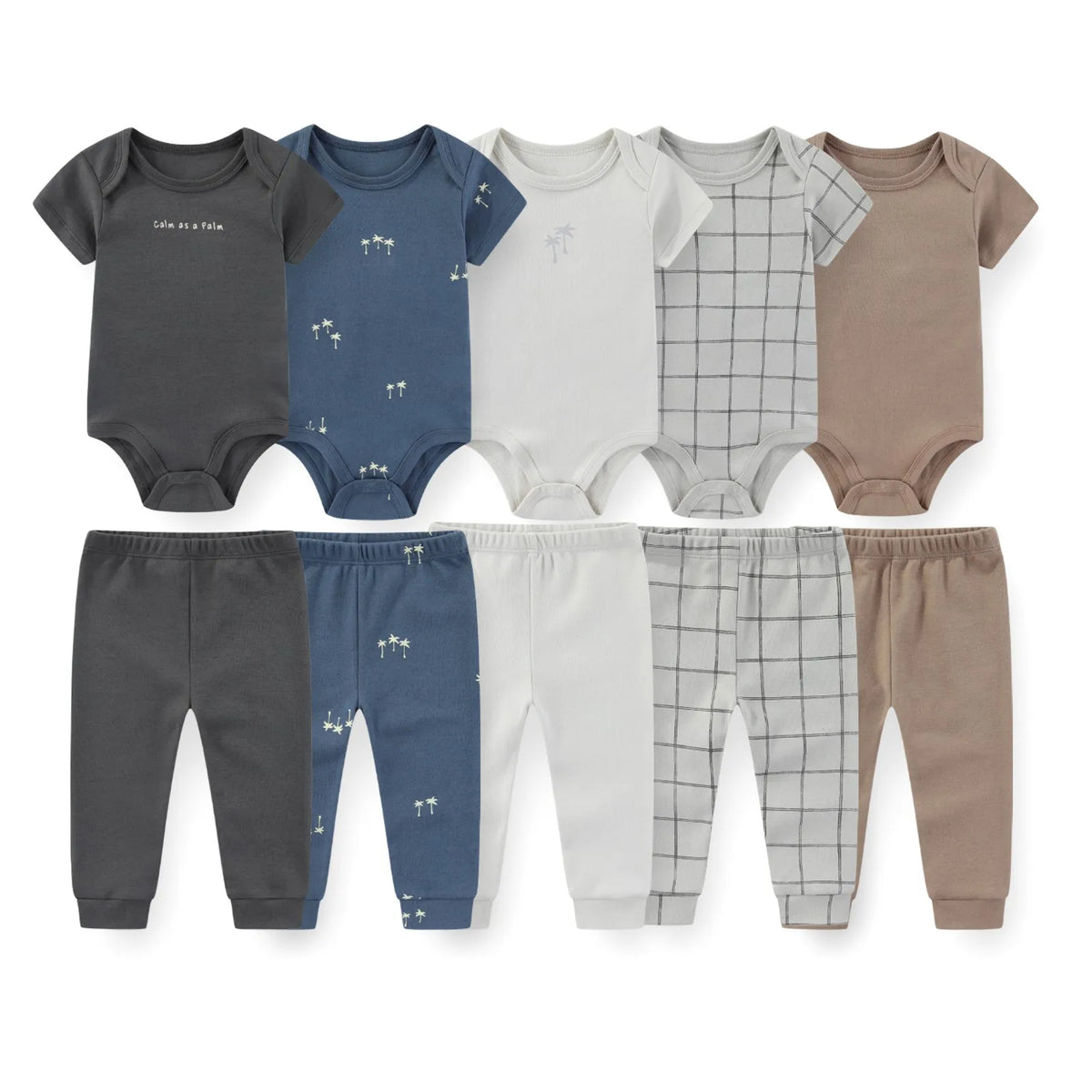 Baby Cotton Bodysuit and Pants Outfit Set (4-Piece)