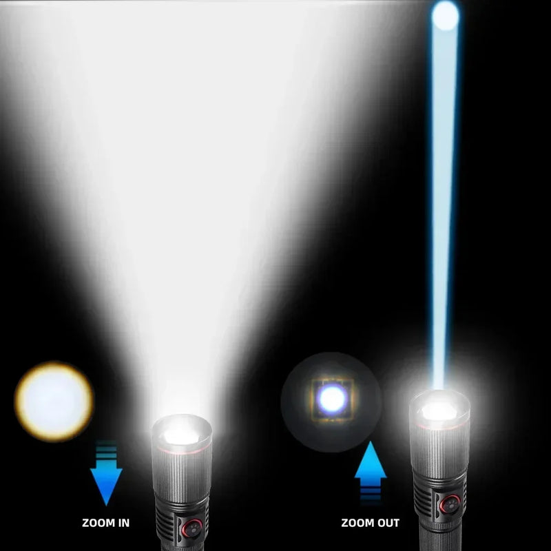 Lampe de Poche LED Zoom 30W Rechargeable par USB
