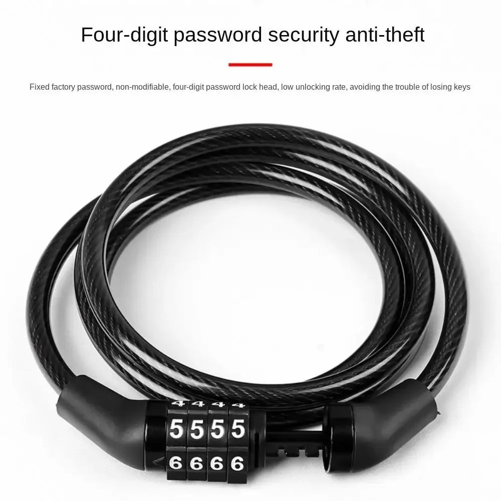 4-Digit Combination Bike Cable Lock – 110cm Anti-Theft Security Lock for Bicycles, Scooters & Motorcycles