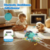 A child is interacting with an obstacle avoidance jellyfish toy that uses bump and go technology.