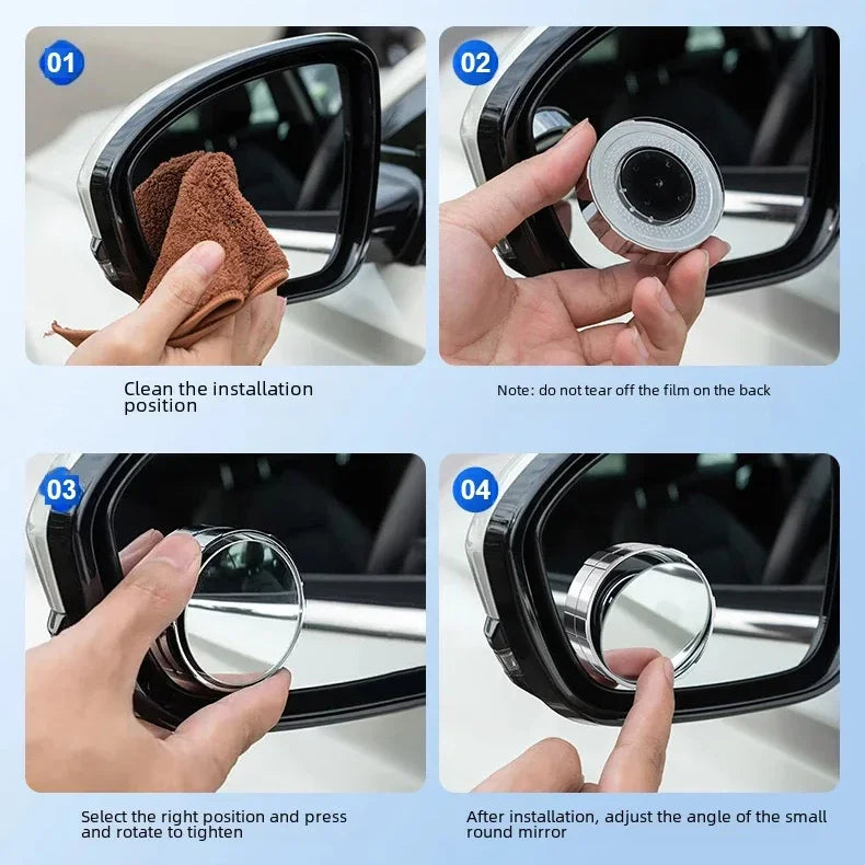 360° Rotating Car Blind Spot Mirrors with Suction Cup Mount