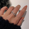 Geometric Sterling Silver Stackable Ring with Cubic Zirconia