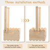 Three installation methods shown for a rustic wooden baby shower crate with handle, demonstrating pole placement.