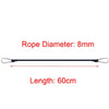 Black bungee cord with carabiners, 8mm diameter and 60cm length.