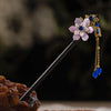Handcrafted Wooden Hairpin with Flower Tassel