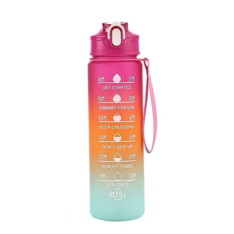 Motivational Time-Marker Water Bottle with Straw