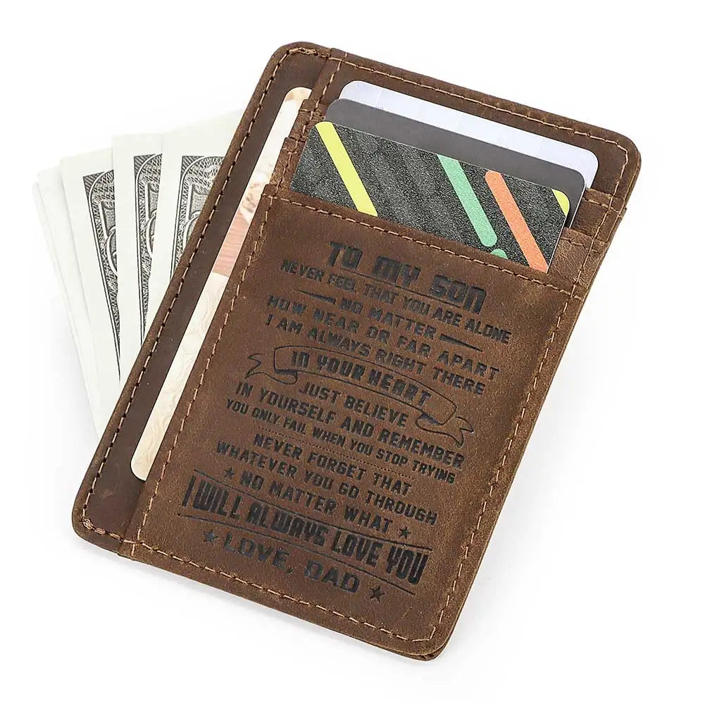 Genuine Leather Slim Card Wallet for Men – Personalized Gift from Dad