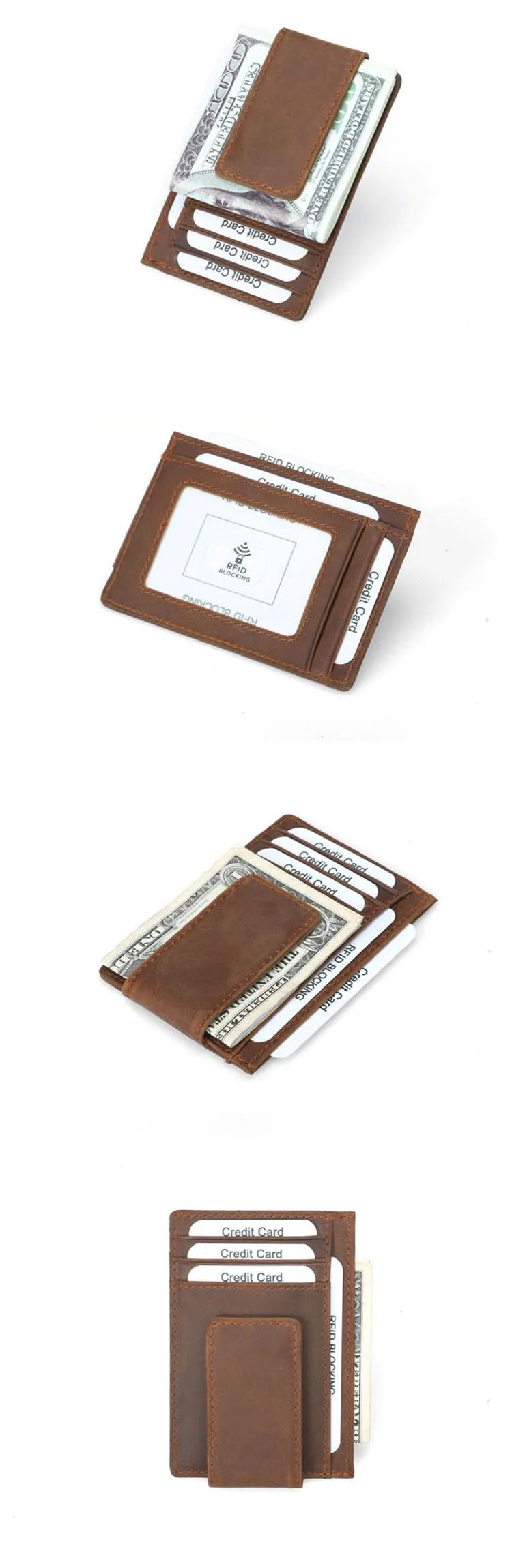 Slim RFID-Blocking Leather Wallet with Money Clip