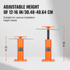 Orange adjustable height steel floor jack with a horizontal bar and vertical column for installation.