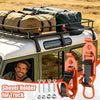 Heavy-duty shovel holder for truck roof rack featuring orange and black quick release mechanisms.
