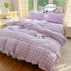 Seersucker Duvet Cover Set with Lace Trim