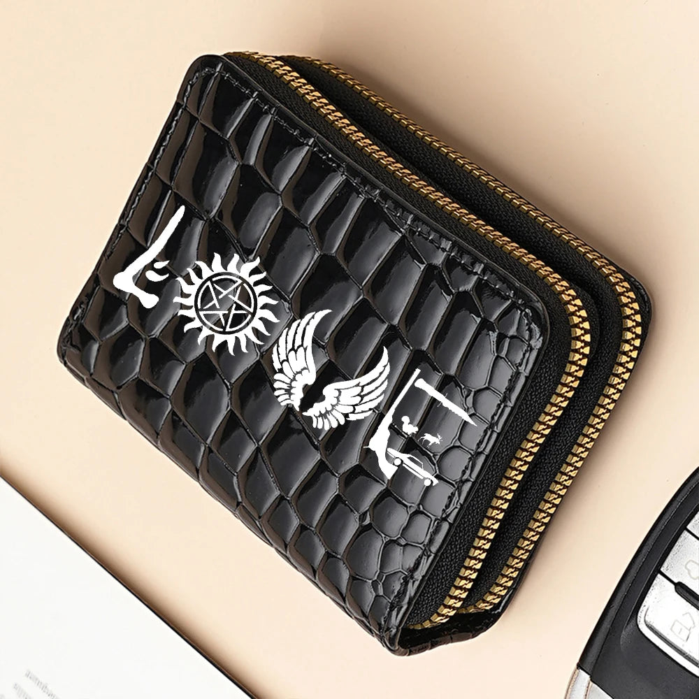 Premium PU Leather Compact Wallet with Double Zipper and Coin Pocket