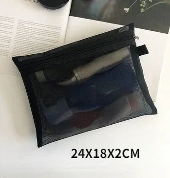 Breathable Mesh Makeup Bag Organizer - Multi-Purpose Travel Toiletry Pouch