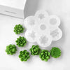 A white silicone mold set with five flower shapes for making 3D succulent flowers.