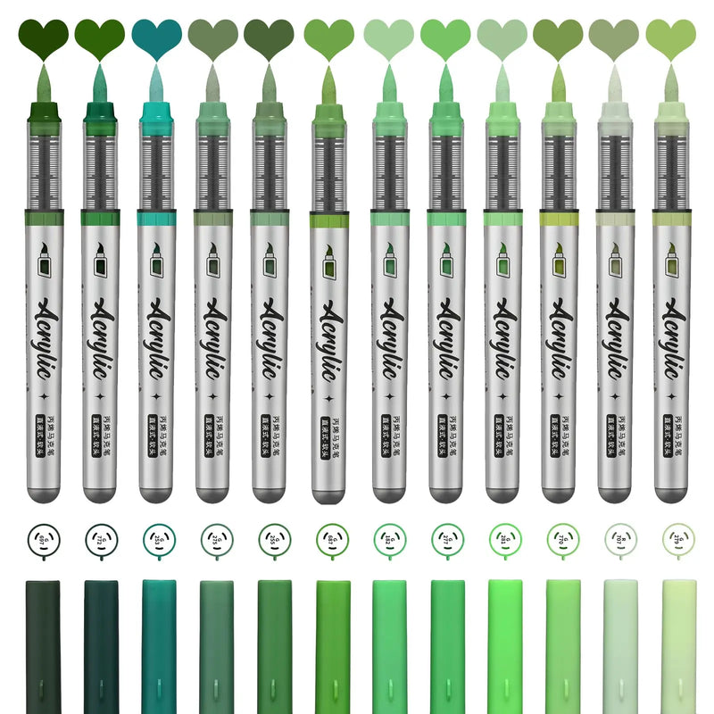 12-Piece Acrylic Paint Marker Set with Brush Tips