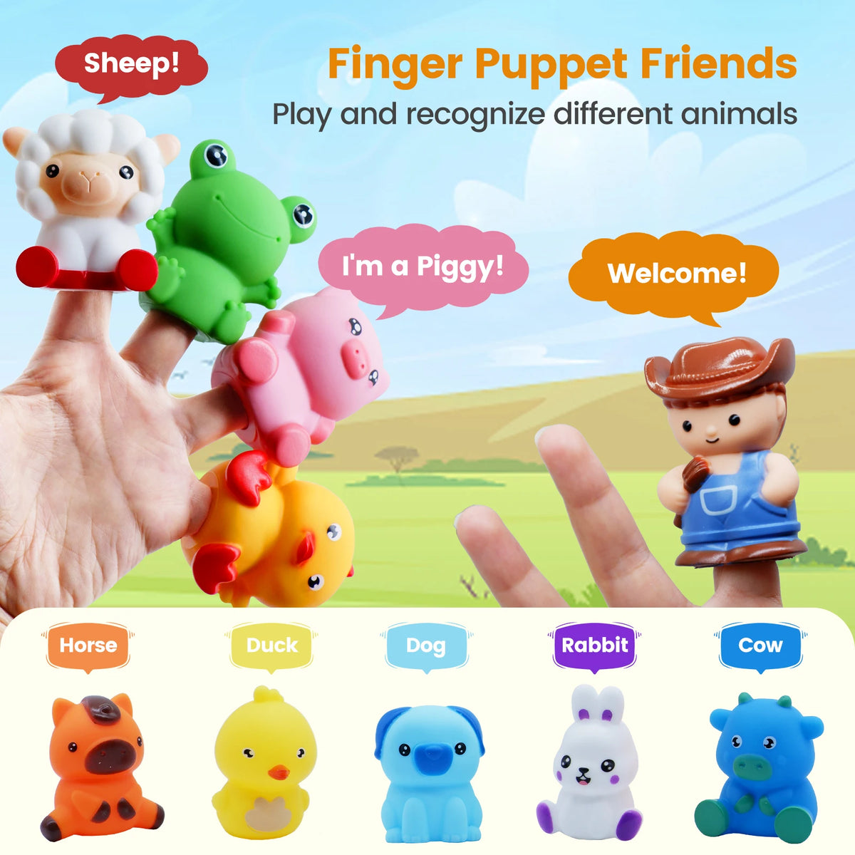 Farm Animal Counting Train with Lockable Barns